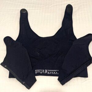 Surgical Breast Compression Bra Black Front-Zip Amoena Pockets Adjustable Straps